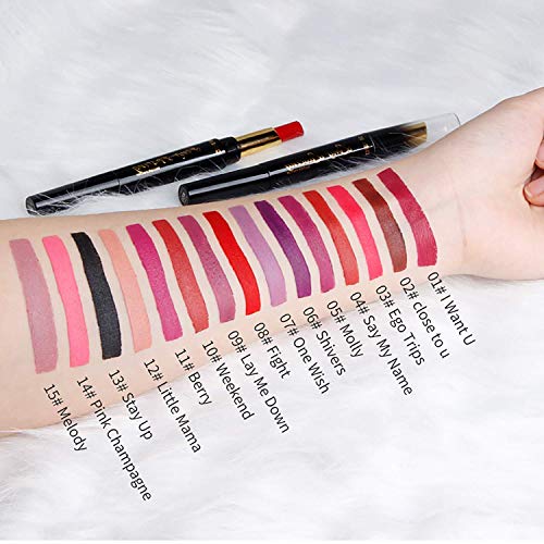 8 Pcs Dual Heads Matte Moist Lipstick Long Lasting Waterproof Mate Lip Liner Pencil Set (AC)