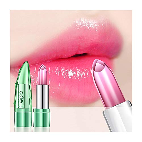 99AMZ Lápiz Labial Natural Aloe Vera Pintalabios Long Lasting Color Temperatura Cambio Hidratante Lápiz Labial Fijas Resistente al agua Barra de labios Brillo Bálsamo para Los Labios Hidratación (F)