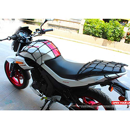 Accesorios de Moto 40 * 40 cm de Goma 6 Gancho Casco de la Motocicleta de Carga de Equipaje de Malla elástica Web Net Negro, Apto for Cualquier Moto, Vespa