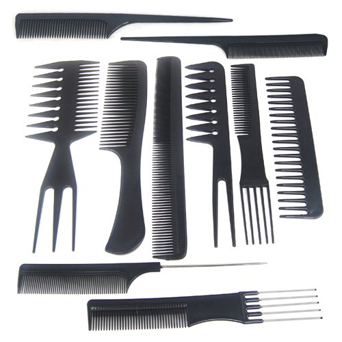 Accessotech 10 Piezas Salon Peinado Peluquería Peluquería Peluquería Plástico Peines Set