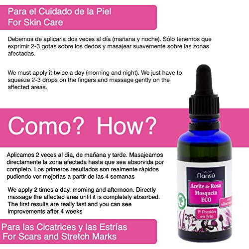 Aceite de Rosa Mosqueta puro y ecológico 100% prensado en frío/Cicatrices/Piel/Cabello/Uñas producto cicatrizante natural sin refinar sin hexano no OGM.