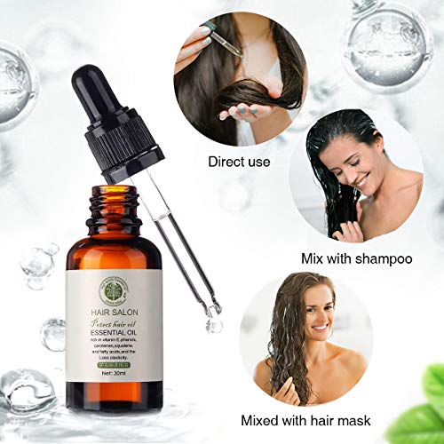 Aceite Esencial para el Cuidado de Cabello - Luckyfine Tratamiento para el cabello 30ML Nutre el cuero cabelludo, repara el cabello seco y dañado, fortalece el engrosamiento de las raíces del cabello