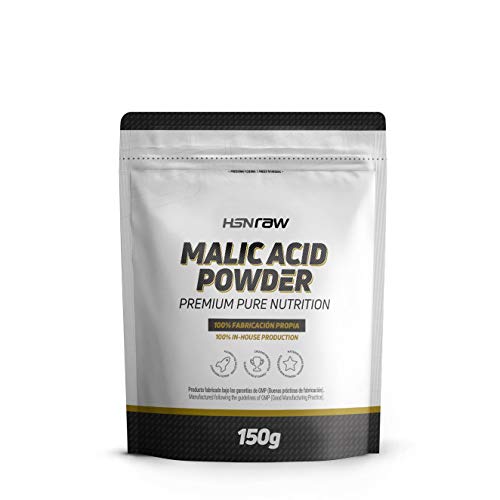 Ácido Málico en Polvo de HSN | Fomenta la Energía, Reduce la Fatiga, Mayor Rendimiento Deportivo, Recuperación Muscular | Vegetariano, Sin Lactosa, Sin sabor, 150g