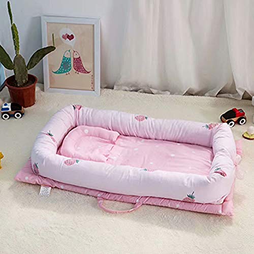 ACOMG Juego de Nido de Espuma Suave y Transpirable de Cuna para bebé, 2 Camas, Cuna portátil, cápsula para Dormir Desmontable Baby Cocoon para Dormir y Viajar,Pink