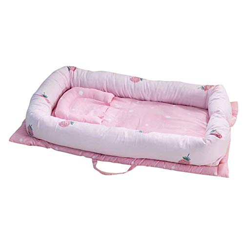 ACOMG Juego de Nido de Espuma Suave y Transpirable de Cuna para bebé, 2 Camas, Cuna portátil, cápsula para Dormir Desmontable Baby Cocoon para Dormir y Viajar,Pink