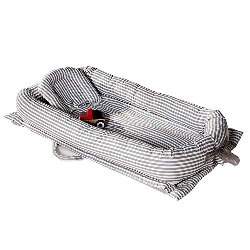 ACOMG Juego de Nido de Espuma Suave y Transpirable de Cuna para bebé, 2 Camas, Cuna portátil, cápsula para Dormir Desmontable Baby Cocoon para Dormir y Viajar,Grey