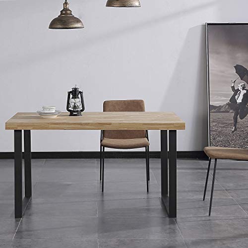 Adec - Natural, Mesa de Comedor, Mesa Salon o Cocina Fija Color Roble Salvaje y Negro, Medidas: 140 cm (Largo) x 80 cm (Ancho) x 76,5 cm (Alto)