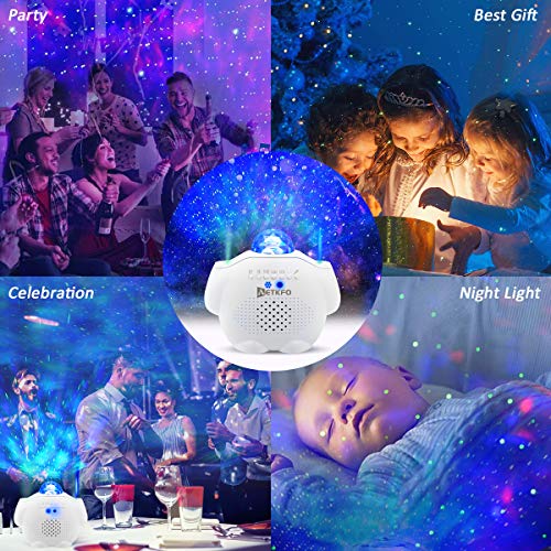 AETKFO Lámpara Proyector Estrellas Bebé Proyector Luces y Musica LED de Luz Nocturna Lampara de Proyección Luz de Noche para Niños Luces de Proyección para Infantil,Remoto y Bluetooth