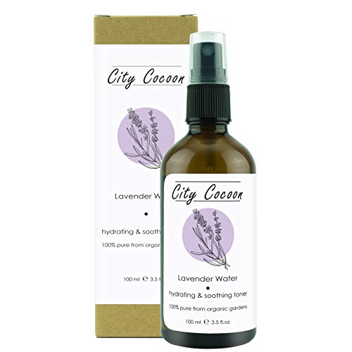 Agua de Lavanda Pura 100% | De Jardines Orgánicos | El mejor tónico facial y corporal - Vegano| botella de vidrio | Concentrado en aceite de lavanda | Aroma mágico y relajante | City Cocoon | 100ml