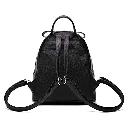 AINUOEY Mujer Bolsos Mochila Vestir Antirobo Pequeña Casual Bandolera Cuero Hombro Piel de PU Fekete