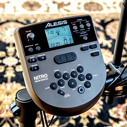 Alesis Nitro Mesh Kit - Batería Electrónica Musical de Ocho Piezas con Cabezales de Malla, Rack Aluminio, 385 Sonidos, 60 Pistas para tocar, Baquetas de Batería, Cableado y llave de batería incluidos