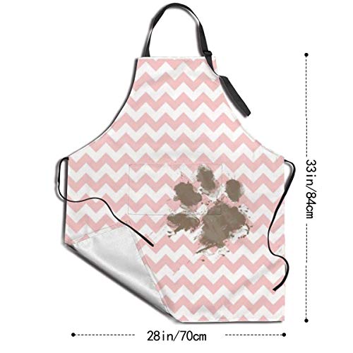 alice-shop Divertido Estampado de Pata en Rosa bebé Chevron Rosa Claro Delantal de Cocina con 2 Bolsillos Delantal de Chef Ajustable para Hornear BBQ