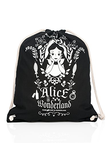 Alicia en el país de Las Maravillas Bolsa de 45x39cm Sportbag Disney algodón Negro Espejo mágico