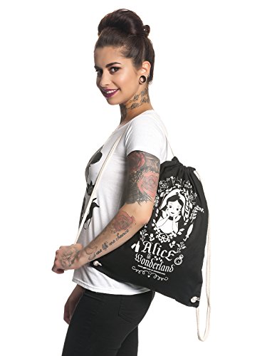 Alicia en el país de Las Maravillas Bolsa de 45x39cm Sportbag Disney algodón Negro Espejo mágico