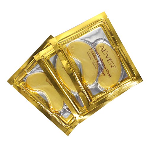 ALIVER 24k Gold Bio Collagen facial Máscara, Gold Powder Eye Mask y Lip Mask ( 5 sets / paquete )