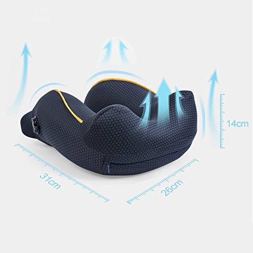 Almohada de viaje portátil, Almohada de cuello de viaje en forma de U de espuma de memoria, Almohada de vuelo ajustable para auto de avión Inflable Transpirable Cómodo Extraíble y lavable-2