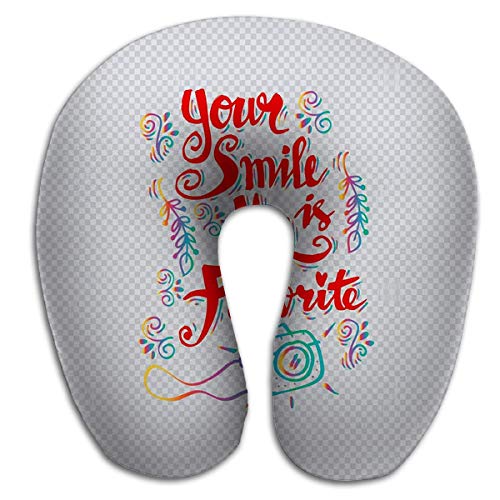 Almohada en Forma de U de Espuma de Memoria, Novedad Almohada de Descanso para Viajes Su Sonrisa Mi guota Favorita Caligrafía de Letras a Mano