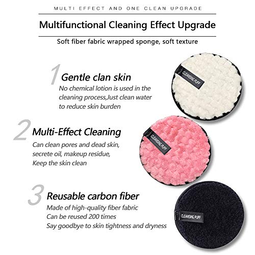 Almohadillas desmaquilladoras reutilizables,Algodón Desmaquillantes Lavado y Ecologicos, Desmaquillante Facial,Lavable Maquillaje facial Paños de limpieza para cara Todo Pieles（6PCS）