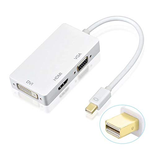 AMANKA 3 en1 Mini DisplayPort/Thunderbolt a HDMI/DVI/VGA Adaptador Cable de Compatible con 1.3 Habilita Completo 4K x 2K resolución y 3D estéreo allá Full HD para Macbook Pro Aire iMac - Blanco