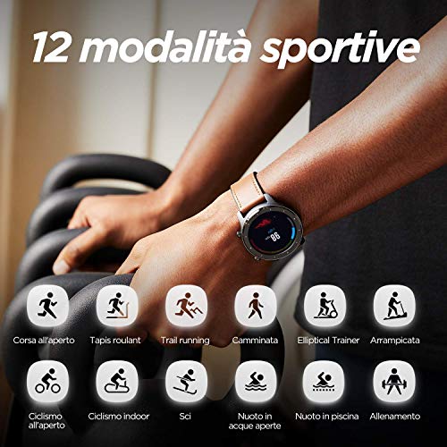 Amazfit GTR 47mm Reloj inteligente Smartwatch Deportivo AMOLED de 1.39", GPS + GLONASS, Frecuencia cardíaca Continua de 24 Horas, Larga duración de batería, 12 Deportes Diferentes, Marrón - Aluminio