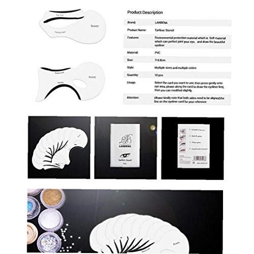 Amoyer Modelos 10pc Delineador de Ojos Sombra de Ojos con alas Plantillas Eye Liner Lápiz de Sombra de Ojos Guía Shaping Plantilla de la Plantilla Ojos fabricar Herramientas de la Ayuda de