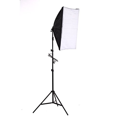 Amzdeal Softbox 50 x 70 cm Kit de lluminación Ventana de luz para fotográfico, Lluminación Continua Estudio Fotografía - 1x 135W Bombilla+ 1x Softbox + 1x Trípode Montaje Universal + Bolsa de Tela versión