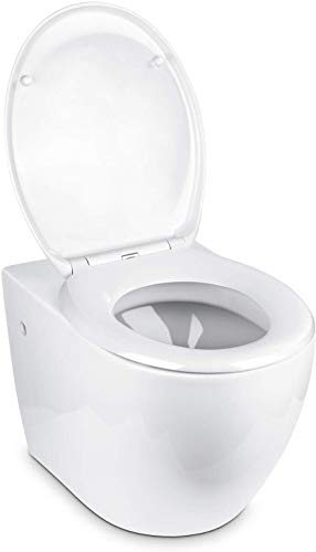 Amzdeal Tapa de wc, Tapa de inodoro con cierre suave y lenta, Asiento de inodoro de Duroplástico de alta calidad, Tapa de asiento de wc con sencilla instalación, Tapas de wc en forma de O,blanco