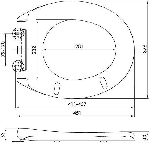 Amzdeal Tapa de wc, Tapa de inodoro con cierre suave y lenta, Asiento de inodoro de Duroplástico de alta calidad, Tapa de asiento de wc con sencilla instalación, Tapas de wc en forma de O,blanco