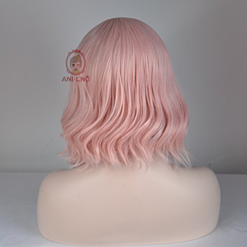 Ani · Lnc peluca rosa Cosplay peluca corta rizada Bob onda estilo mujeres moda diaria cabello