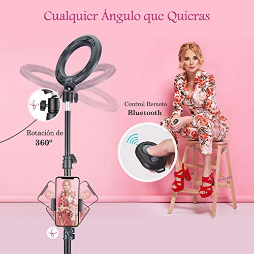 Anillo de Luz VicTsing, Ring Light con 5 Temperaturas de Color y 5 Modos de Brillo, Trípode con Soporte Ajustable, para Selfie, Maquillaje, Youtube, TIK Tok y Selfie Video