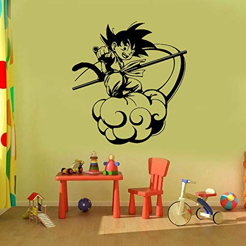 Anime Tumbling Cloud Dormitorio Tatuajes de Pared Dormitorio Adolescente Anime Decorativo Vinilo Adhesivos de Pared Negro 42x45 cm