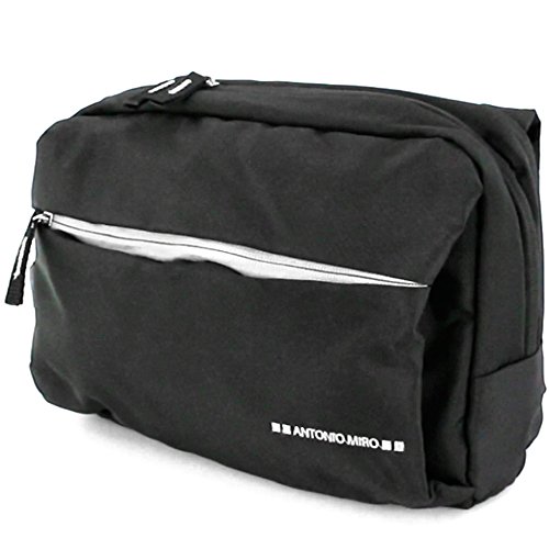 ANTONIO MIRO Neceser Impermeable Nylon Negro - Amplio con Bolsillos exterior e interior - Logo bordado - Ideal para viaje - Satisfacción garantizada!