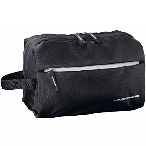 ANTONIO MIRO Neceser Impermeable Nylon Negro - Amplio con Bolsillos exterior e interior - Logo bordado - Ideal para viaje - Satisfacción garantizada!