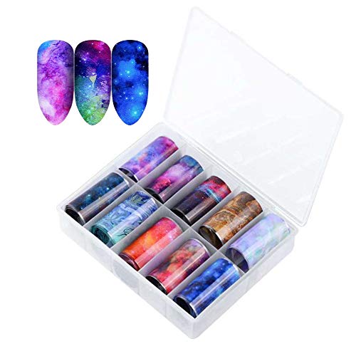 Anyasen 30 rollos Nail Art Foil Nail Art Foil Sticker Holográfico Nail Stickers Tips Wraps Transfer Decals Foil Transfer Sticker Glitters Kit de decoración para manicura Acrílico DIY Decoración 4cm