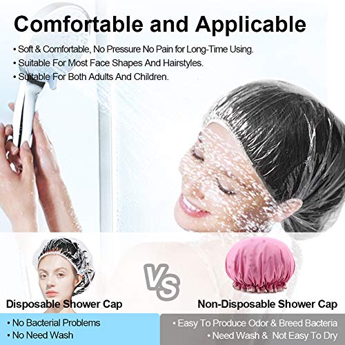 Ardermu Gorros de Ducha Desechables - Gorro de Ducha Para Amenidades Del Hotel - Gorro de Baño Elástico Transparente de Plástico Para el Hogar, Hotel, Spa, Peluquería y Viajes - Unisex (100PCS)