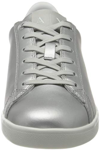 Armani Exchange Box Sole Sneakers, Zapatillas para Mujer, Plateado (Silver 00077), 37 EU