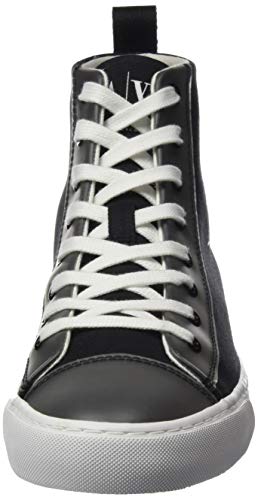 Armani Exchange High Top Cotton Sneakers, Zapatillas Altas para Mujer, Negro (Black+White Logo 00002), 37 EU