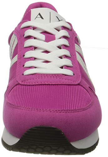 Armani Exchange Retro Running Sneakers, Zapatillas para Mujer, Rosa (Fuchsia Agate+White A287), 37 EU