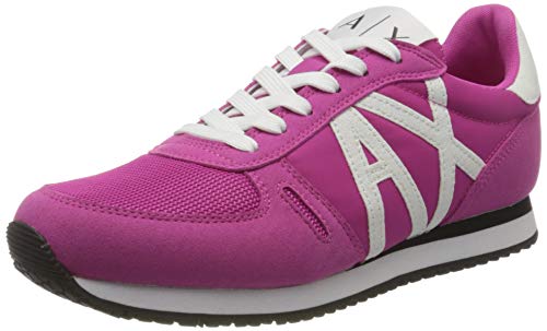 Armani Exchange Retro Running Sneakers, Zapatillas para Mujer, Rosa (Fuchsia Agate+White A287), 37 EU