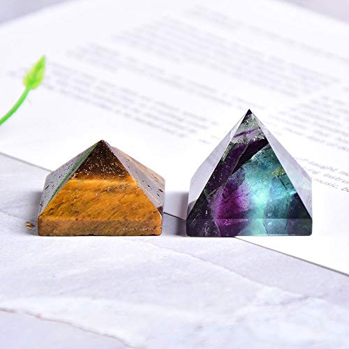 ARONG Noble La fluorita Natural del Cristal de Cuarzo de la pirámide de Piedra curativo del Reiki Chakra Crystal Tiger Punto del Ojo Decoración artesanía de la Piedra de Gema 1PC Accesorios Femeninos