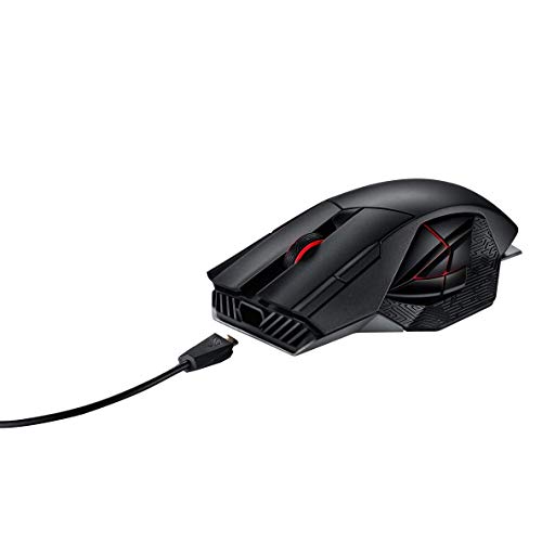 Asus ROG Spatha - Ratón gaming con 12 botones pAsus ROGramables, hasta 8200 dpi, conexión por cable y inalámbrica, zócalos intercambiables, chasis de magnesio, interfaz Asus ROG Armoury