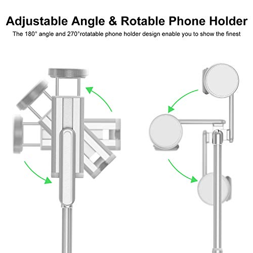 ATUMTEK Palo Selfie Trípode Bluetooth, Mini Extensible 3 en 1 Selfie Stick de Aluminio con Mando a Distancia Inalámbrico 270° Rotación para iPhone 11/XS MAX/XS/XR/X/8 Plus/8, Samsung, Xiaomi y Más