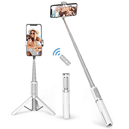 ATUMTEK Palo Selfie Trípode Bluetooth, Mini Extensible 3 en 1 Selfie Stick de Aluminio con Mando a Distancia Inalámbrico 270° Rotación para iPhone 11/XS MAX/XS/XR/X/8 Plus/8, Samsung, Xiaomi y Más