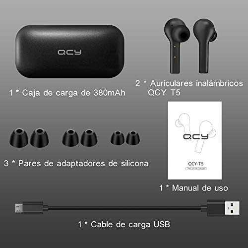 Auriculares Bluetooth, HOMSCAM Auriculares Inalámbricos Bluetooth 5.0 HiFi Mini Estéreo In-Ear Auriculares Impermeable, Micrófono Incorporado, Control Táctil, Modo de Juego, Reproducción de 25 Horas