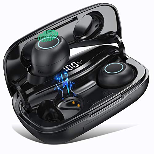 Auriculares Bluetooth S9, SWEYE Auriculares Inalámbricos Hi-Fi Micrófono Incorporado Bluetooth 5.0 Sonido Estéreo Auriculares Deportivos In-Ear CVC 8.0 con 3500mAh Caja de Carga para iPhone y Android