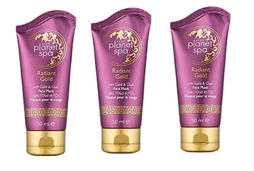 Avon Planet Spa Radiance - Máscara facial para piel (3 unidades, 50 ml), color dorado