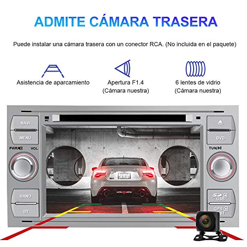 AWESAFE Radio Coche 7 Pulgadas para Ford con Pantalla Táctil 2 DIN, Autoradio de Ford con Bluetooth/GPS/FM/RDS/CD DVD/USB/SD, Apoyo Mandos Volante, Mirrorlink y Aparcamiento (Plata)