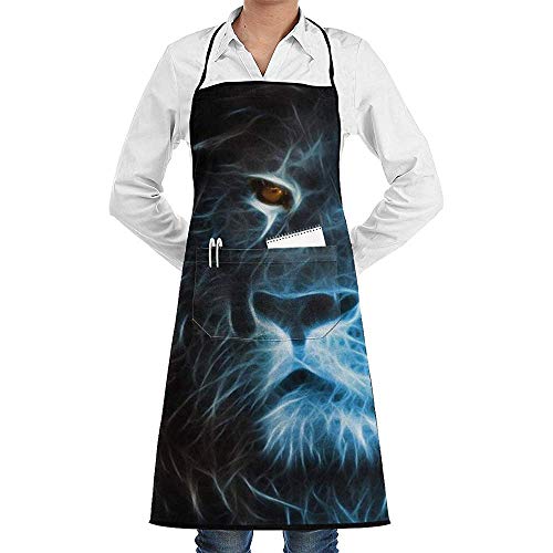 Babydo Kitchen Aprons Peluquería Canina Azul Feroz Rey León Arte con Máquina De Bolsillo Espaciosa Fabricación Lavable con Bolsillos Delantales De Cocina Ajustables Delantal De Cocina Pa