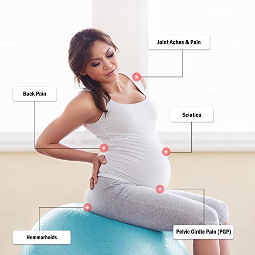 BABYGO Pelota de Pilates Embarazadas, Fitball, Ejercicio, Balón de Gimnasia Anti-Burst 1000 KG para Parto y Embarazo,Yoga, Fitness Bola con Bomba + Gratis Manual de Ejercicios 75cm