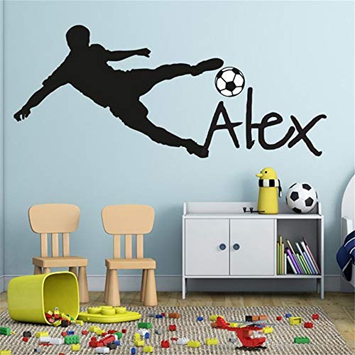 Balón de fútbol de fútbol vinilo tatuajes de pared Poster Art niños etiqueta de la pared decoración de la habitación de los niños decoración del hogar luz verde 35 * 70 CM